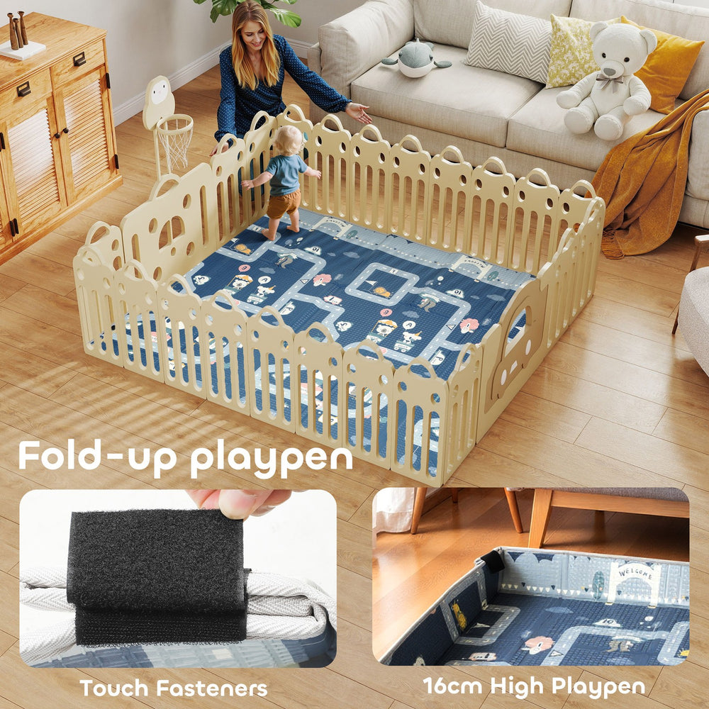 Foldable Baby Play Mat, Baby Playpen, Traffic & Grey Diamond Theme