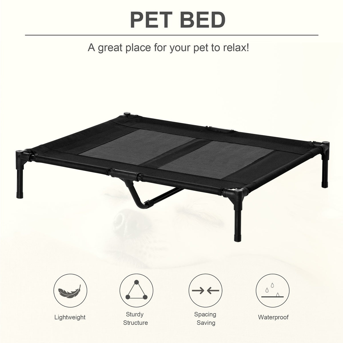 Pawhut Large Pet Cot Portable Dog Cat Sleep Bed Elevated Camping Outdoor Black