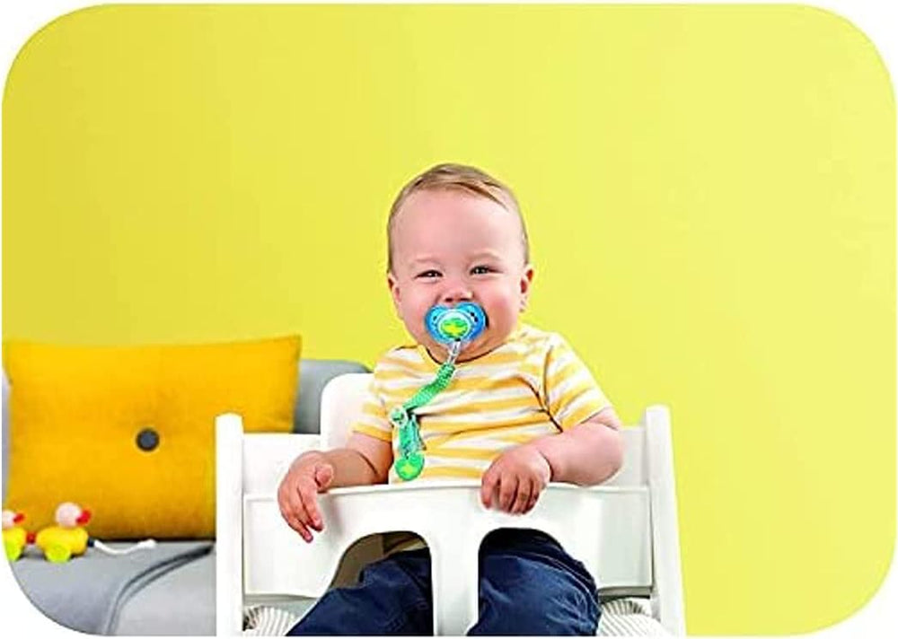 Dummy Clip | 2 Pack | Baby Soother Clips Fit All Soothers | Adjustable Length and Lightweight Design | Baby Accessories | White with Blue Strap | Dummies Not Included