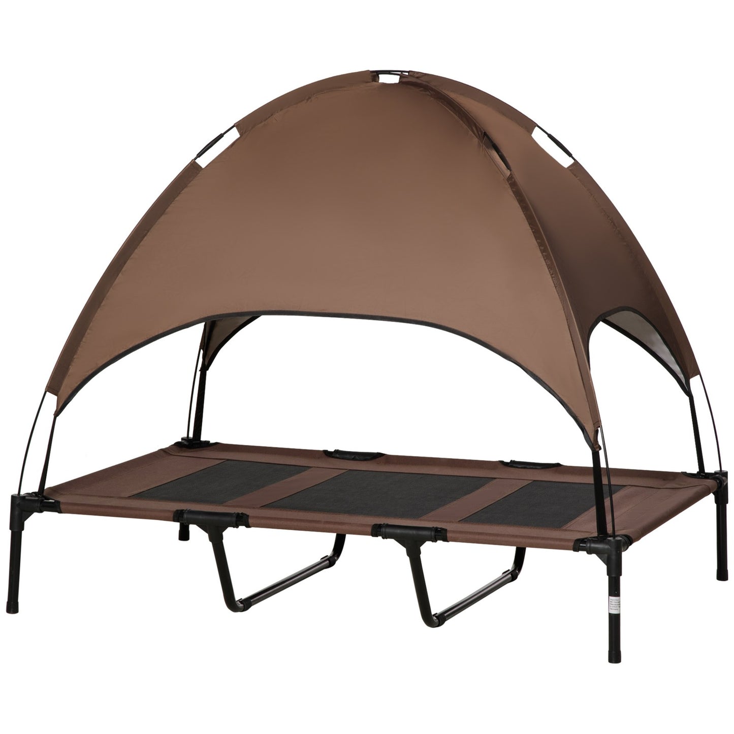 Pawhut 122Cm Elevated Dog Bed Cooling Raised Pet Cot UV Protection Canopy Brown
