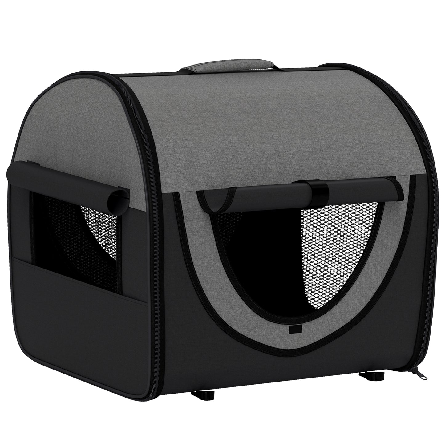 46Cm Foldable Pet Carrier Bag, Soft Side Fabric Dog Crate W/ Ground Stakes