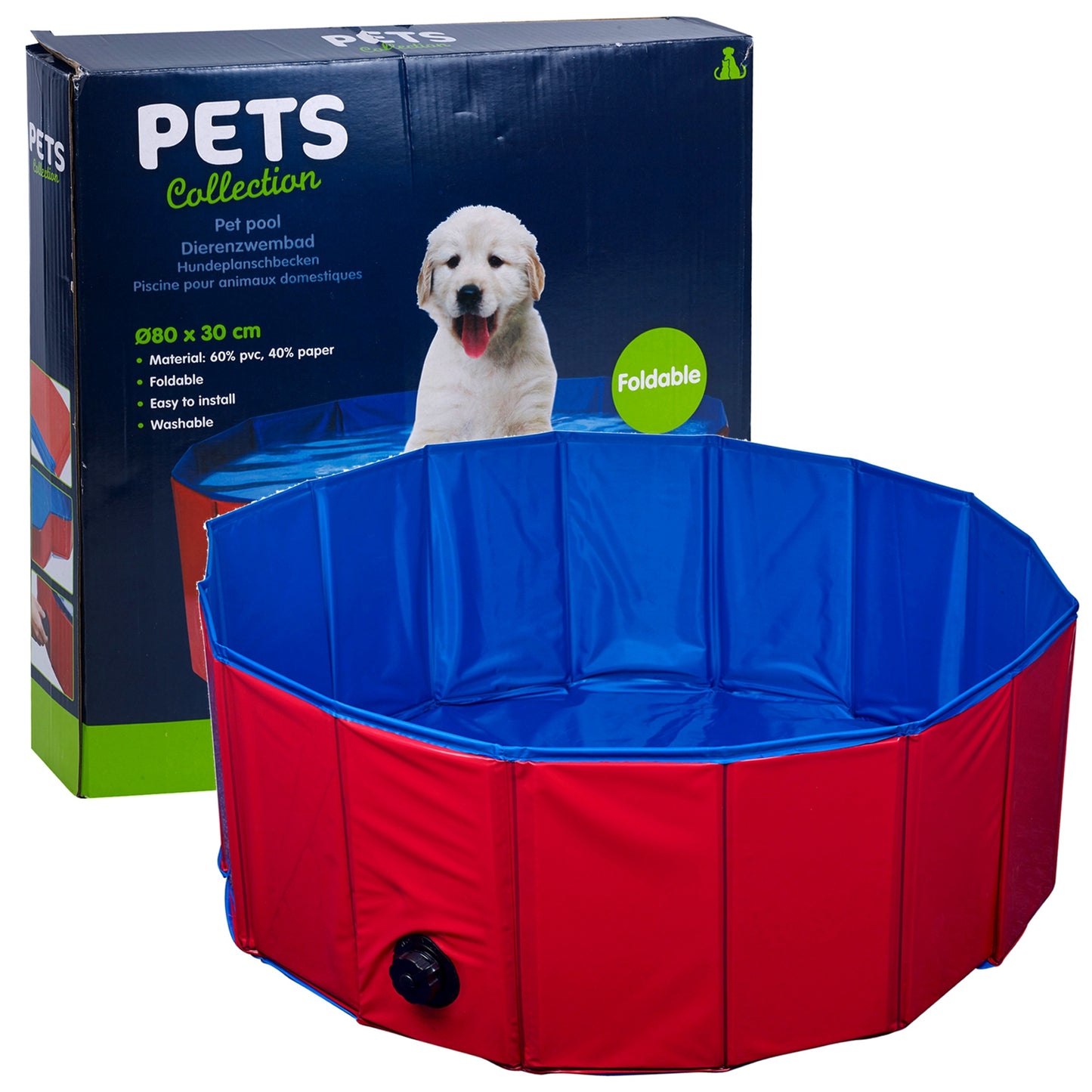 Foldable Pet Bath Pool for Dogs & Cats | Waterproof PVC Dog Washing Tub with Drain Plug (Portable Puppy Bathing & Play Pen)