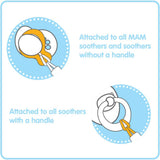 Dummy Clip | 2 Pack | Baby Soother Clips Fit All  Soothers | Adjustable Length and Lightweight Design | Baby Accessories | White with Blue Strap | Dummies Not Included