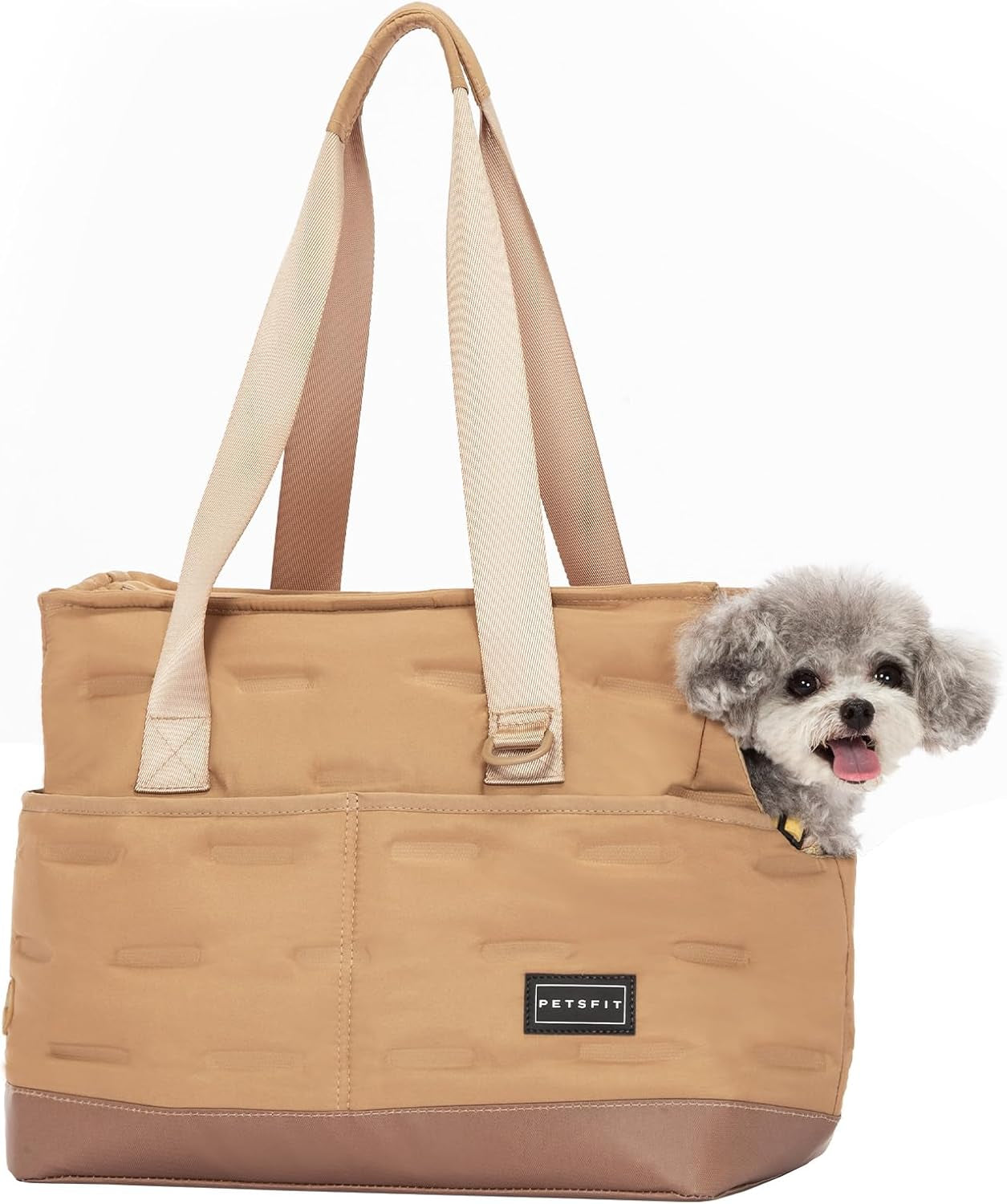 Dog Carrier for Small Dogs up to 4Kg, Soft-Sided Pet Travel Bag with Safety Leash & Storage Pockets, for Vet Visits & Short Trips,Khaki