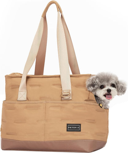 Dog Carrier for Small Dogs up to 4Kg, Soft-Sided Pet Travel Bag with Safety Leash & Storage Pockets, for Vet Visits & Short Trips,Khaki
