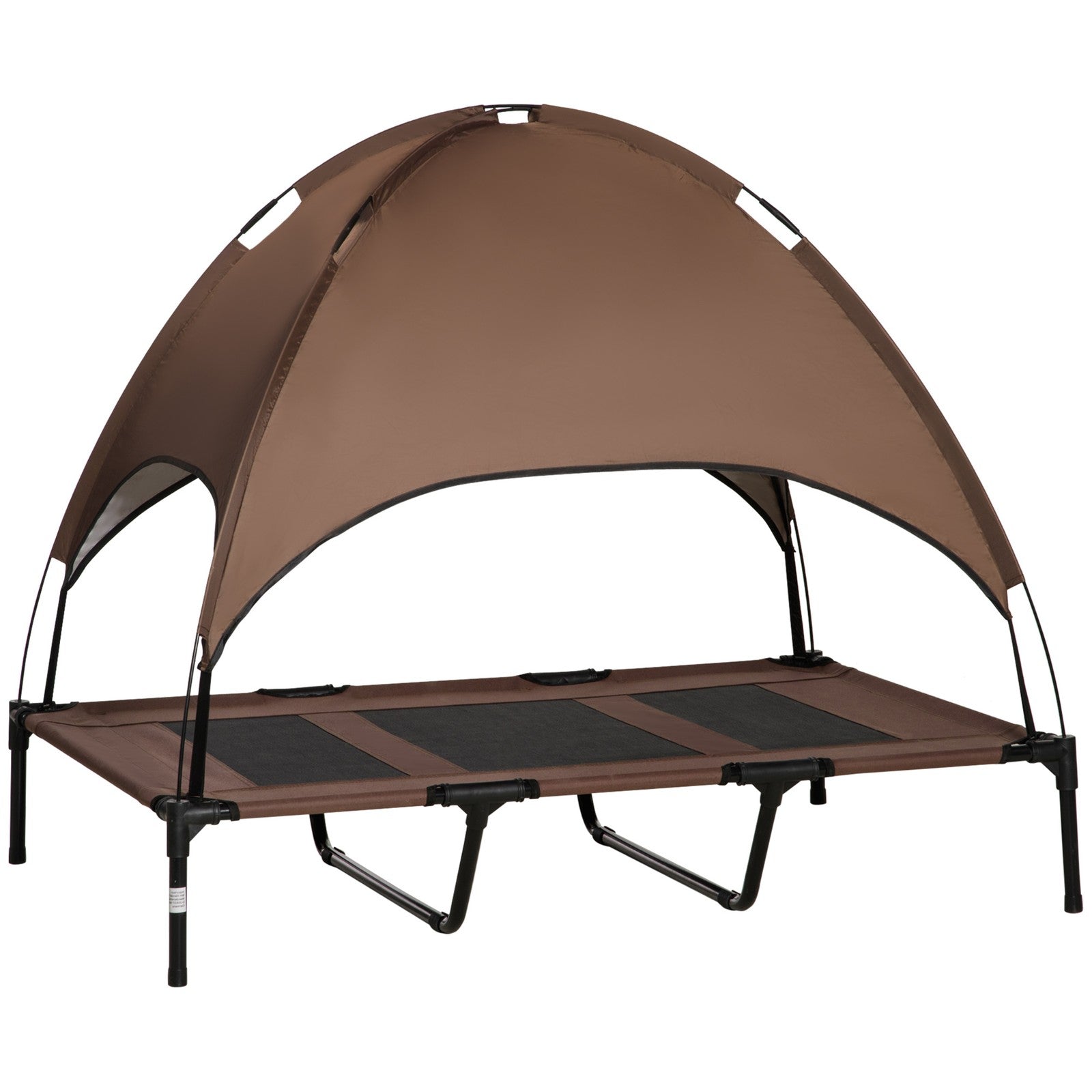 Pawhut 122Cm Elevated Dog Bed Cooling Raised Pet Cot UV Protection Canopy Brown