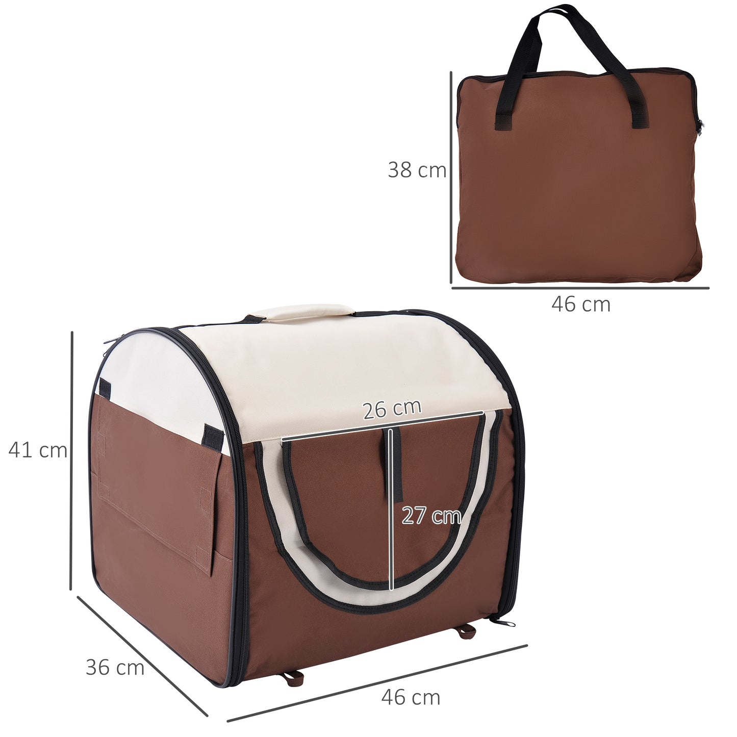 46Cm Foldable Pet Carrier Bag, Soft Side Fabric Dog Crate W/ Ground Stakes