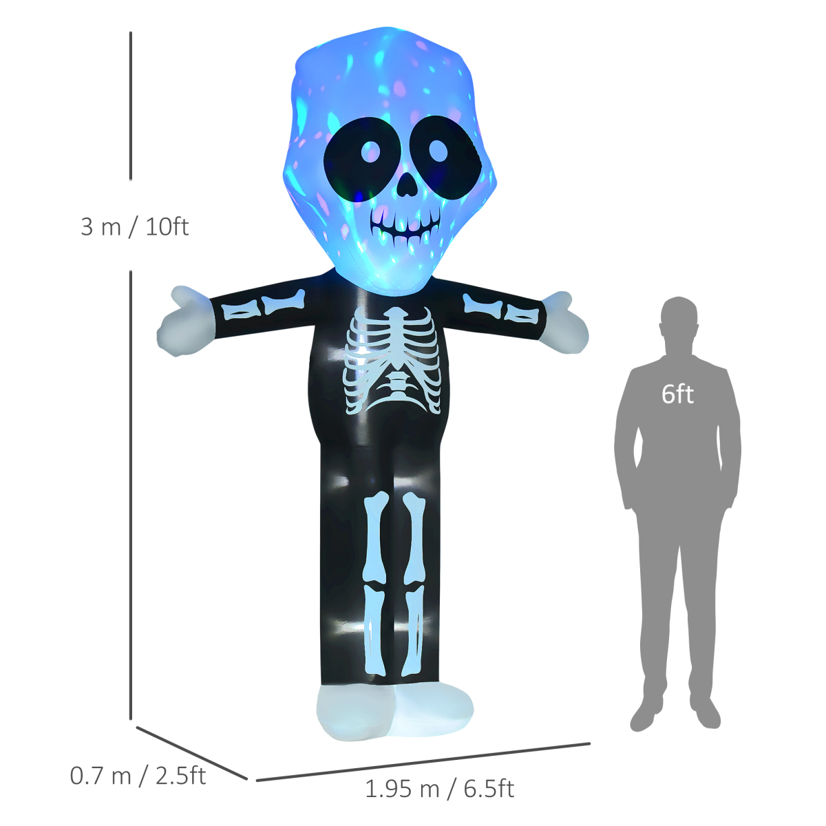 3M Inflatable Skeleton Ghost Halloween LED Decoration