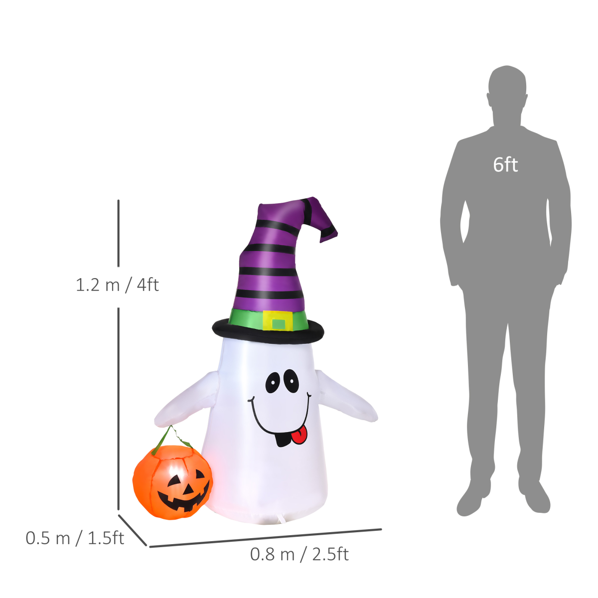 1.2M Halloween Inflatable Witch Ghost Pumpkin Lantern with LED Lights