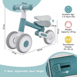 Baby Balance Bike 4 Wheels Toddler First Bike No Pedal Baby Walker Riding-Blue