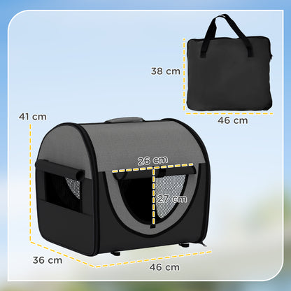 46Cm Foldable Pet Carrier Bag, Soft Side Fabric Dog Crate W/ Ground Stakes