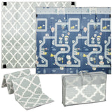 Foldable Baby Play Mat, Baby Playpen, Traffic & Grey Diamond Theme