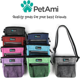 Dog Treat Pouch | Dog Training Pouch Bag with Waist Shoulder Strap, Poop Bag Dispenser | Treat Training Bag for Treats, Kibbles, Pet Toys | 3 Ways to Wear (Purple)