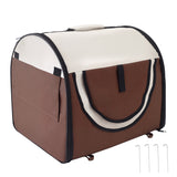 46Cm Foldable Pet Carrier Bag, Soft Side Fabric Dog Crate W/ Ground Stakes