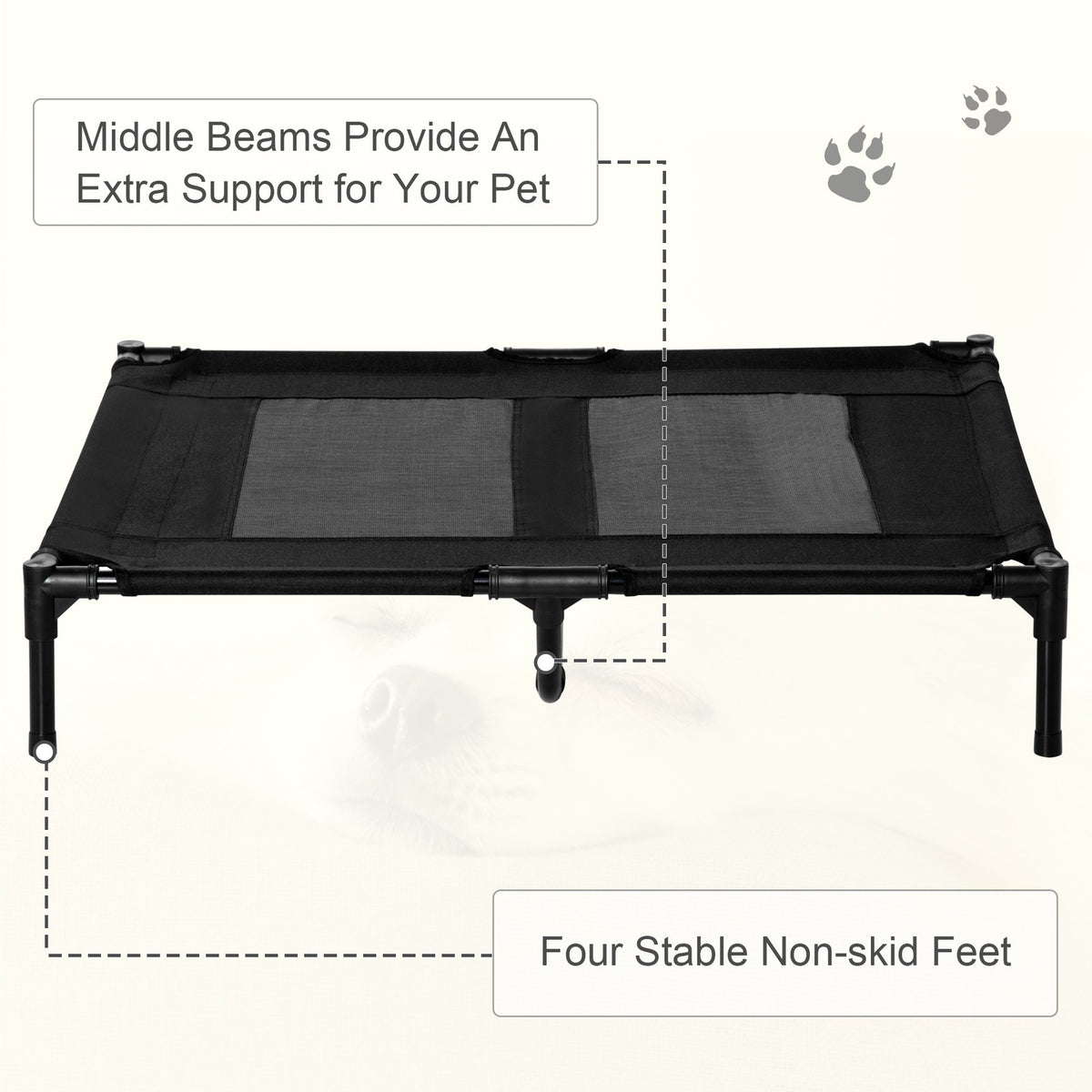 Pawhut Large Pet Cot Portable Dog Cat Sleep Bed Elevated Camping Outdoor Black