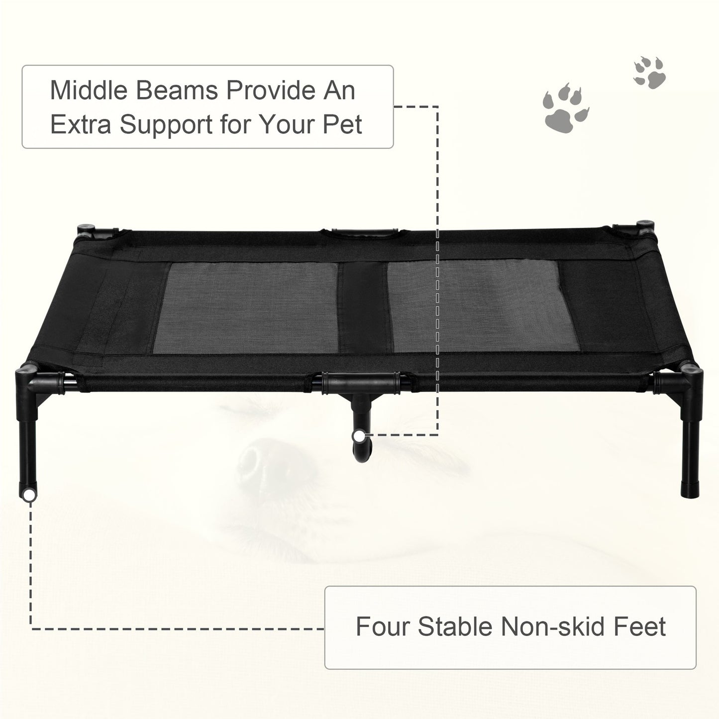 Pawhut Large Pet Cot Portable Dog Cat Sleep Bed Elevated Camping Outdoor Black