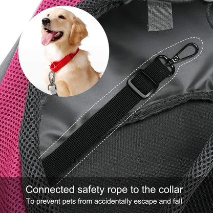 Pet Sling Carrier for Small Dogs Cats,Breathable Mesh Travelling Hand Free Puppy Backpack with Pouch and Adjustable Strap Carrier (M, Fuchsia)