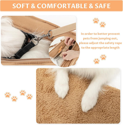 Dog Carrier for Small Dogs up to 4Kg, Soft-Sided Pet Travel Bag with Safety Leash & Storage Pockets, for Vet Visits & Short Trips,Khaki