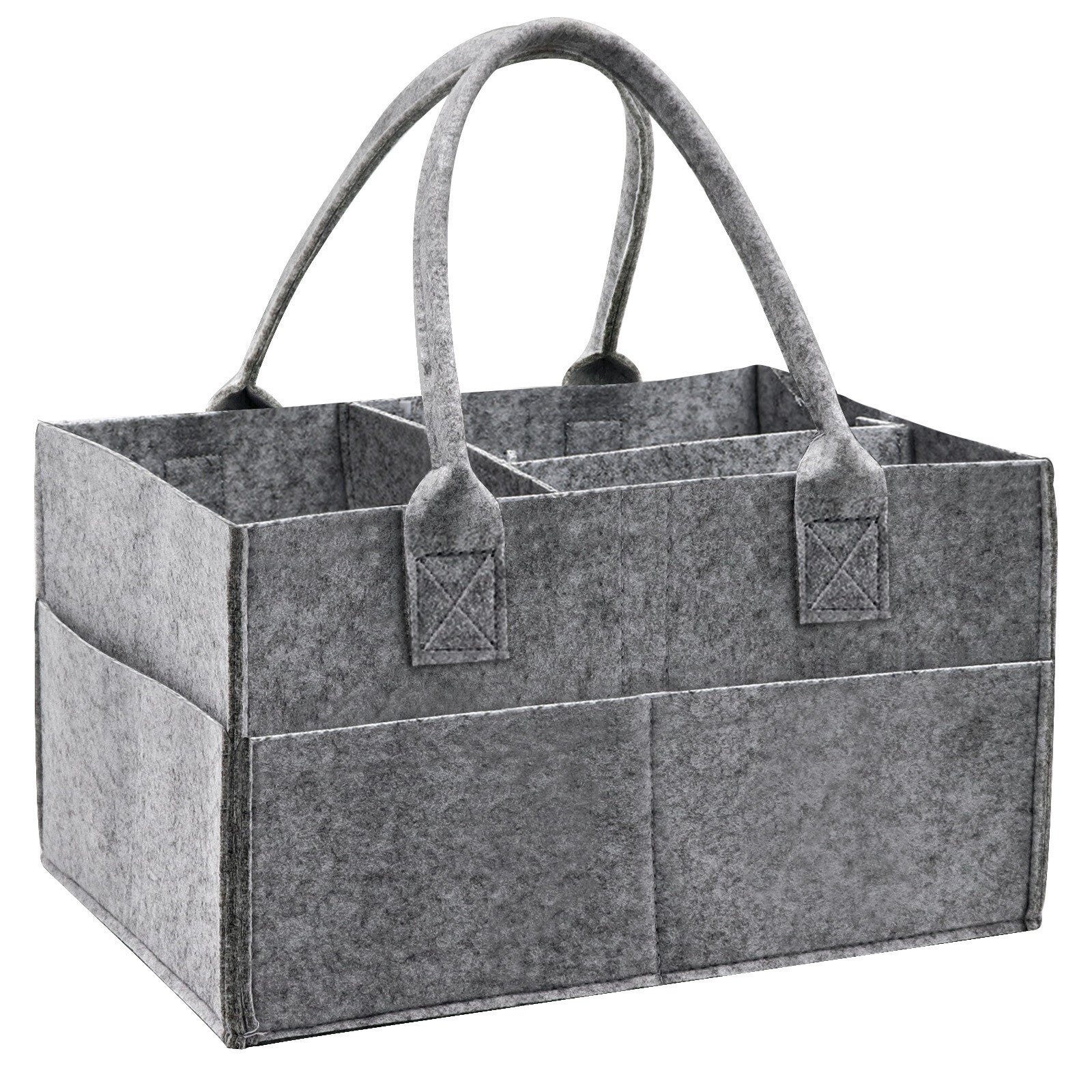Felt Baby Diaper Organizer Caddy Changing Nappy Kids Storage Carrier Grey Bag UK