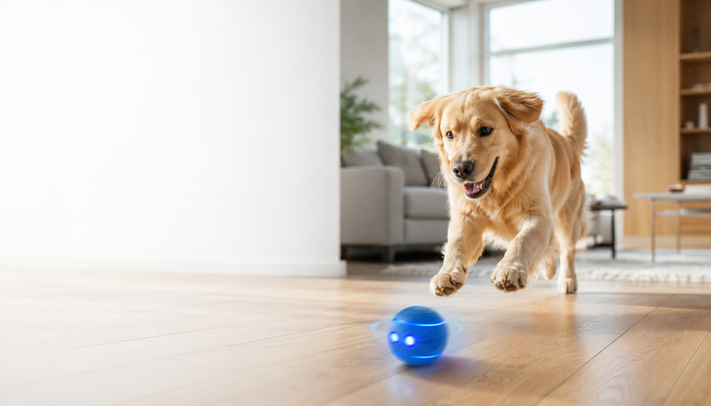 Smart Interactive Dog Ball Toy | Automatic Rolling Motion-Activated Pet Toy for Dogs & Cats | USB Rechargeable Self-Moving Enrichment Ball (4.3cm)