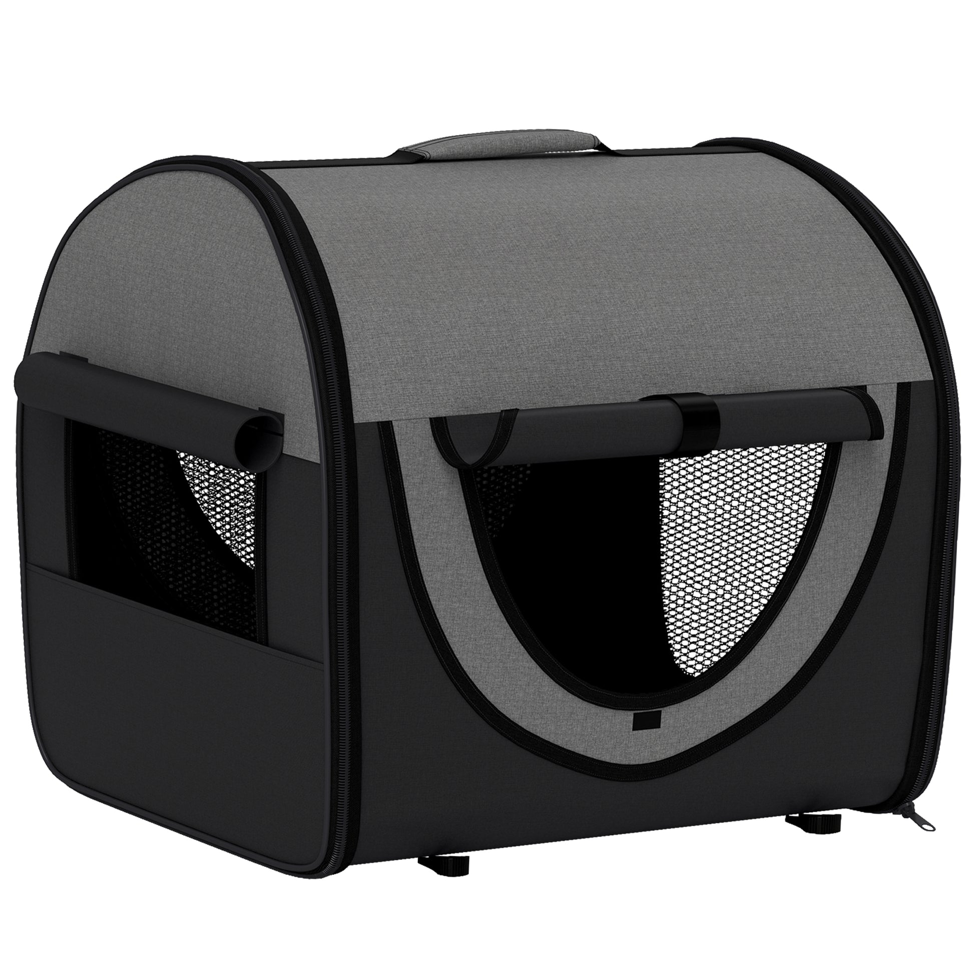 46Cm Foldable Pet Carrier Bag, Soft Side Fabric Dog Crate W/ Ground Stakes