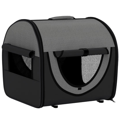 46Cm Foldable Pet Carrier Bag, Soft Side Fabric Dog Crate W/ Ground Stakes