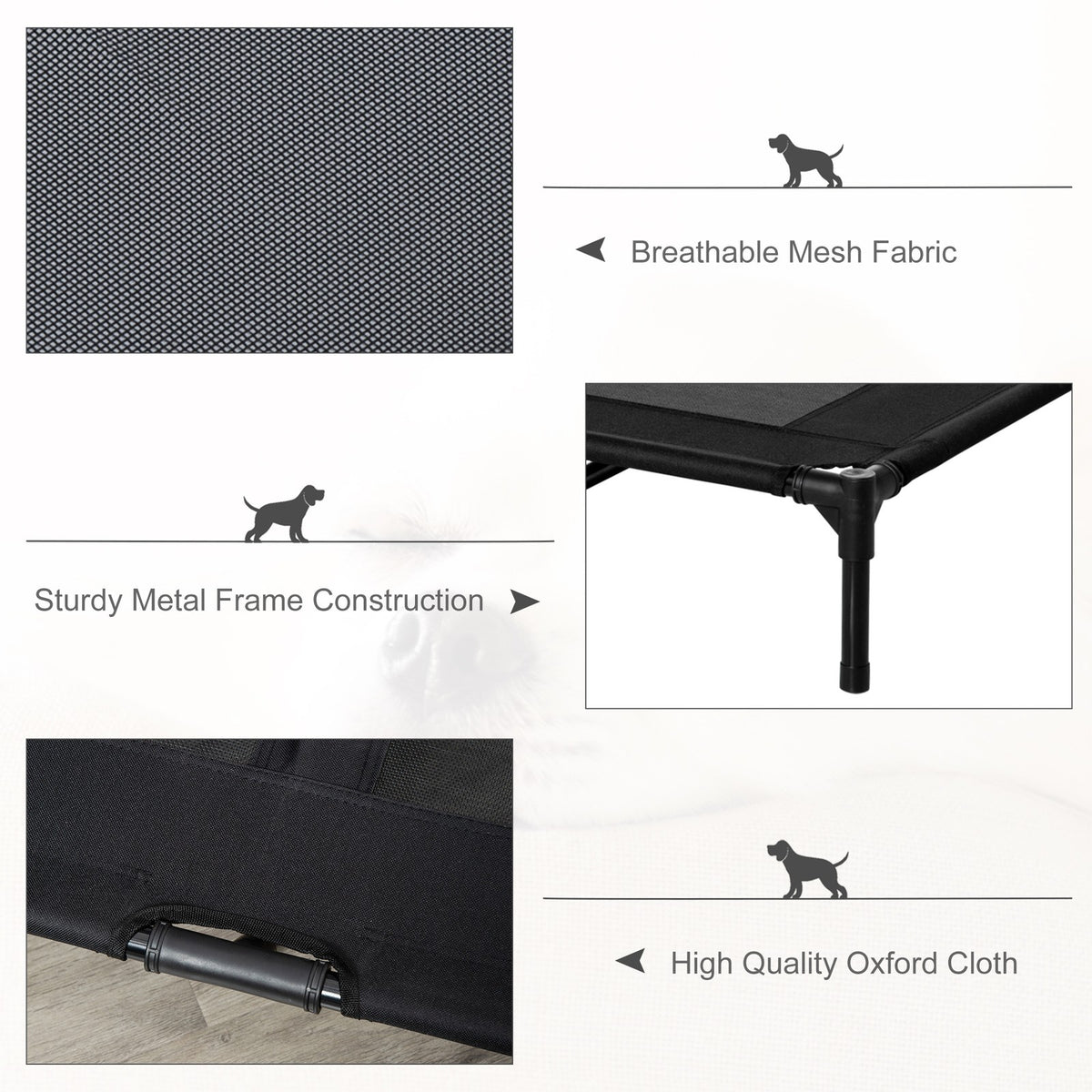 Pawhut Large Pet Cot Portable Dog Cat Sleep Bed Elevated Camping Outdoor Black