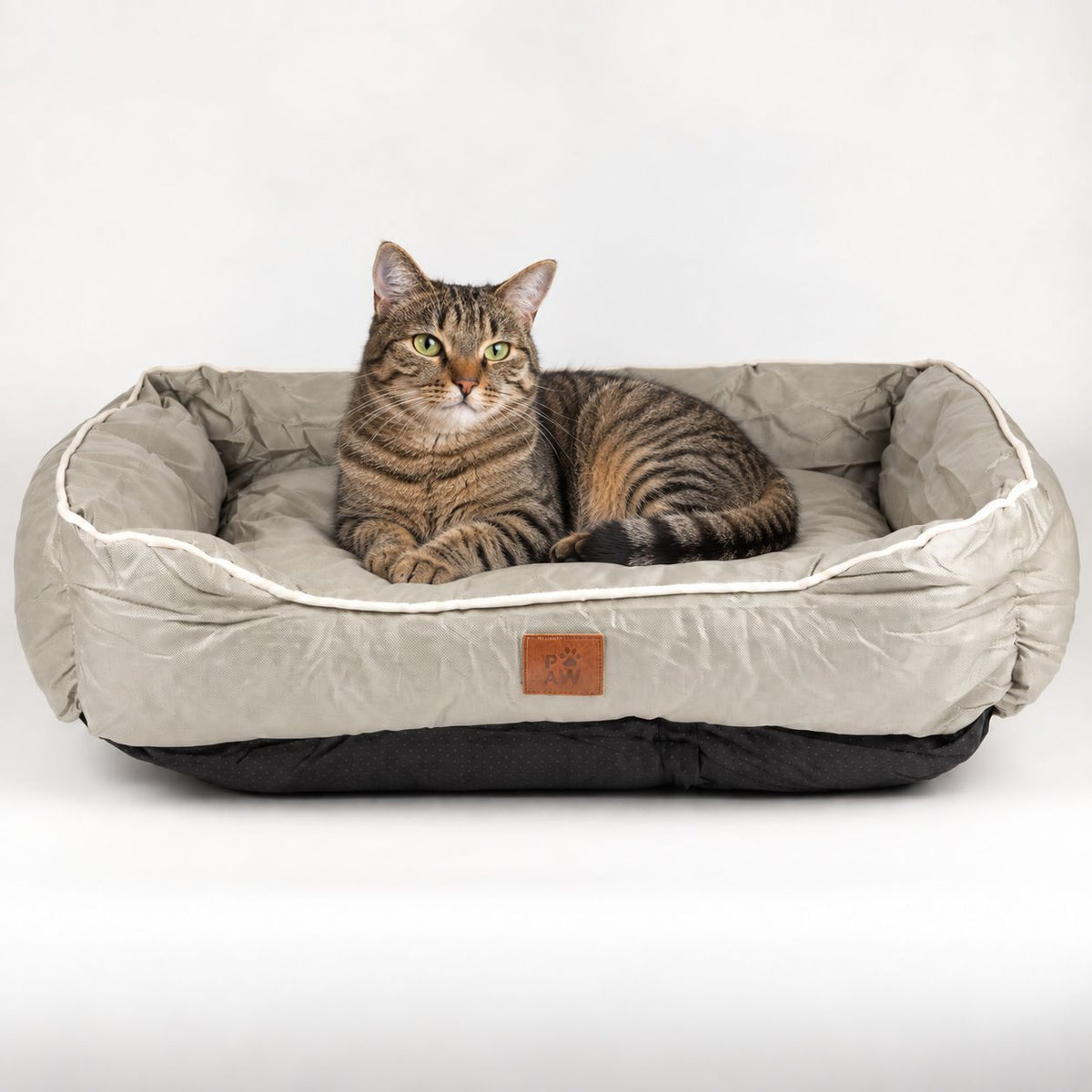 Medium Dog Bed 70x60x15cm – Padded Pet Bed with Raised Sides – Khaki Beige