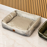 Medium Dog Bed 70x60x15cm – Padded Pet Bed with Raised Sides – Khaki Beige