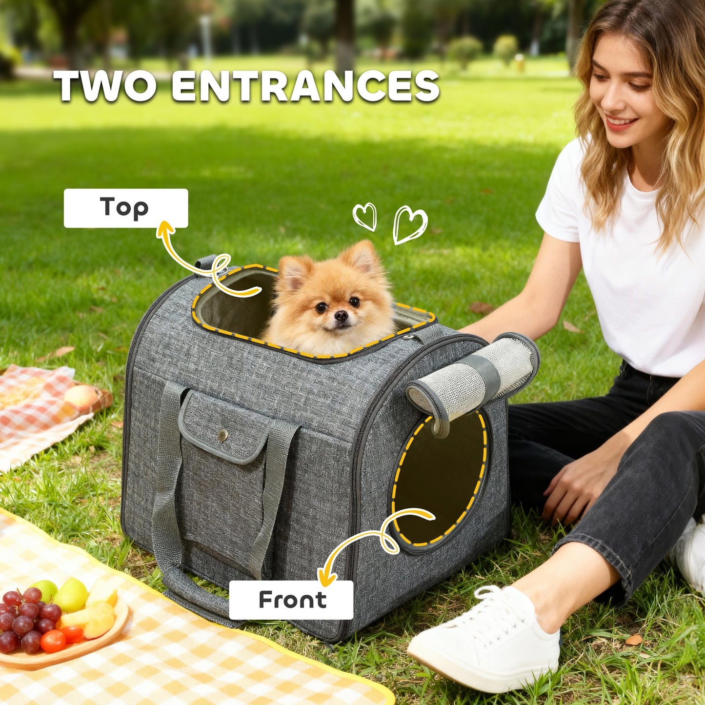Foldable Cat Carrier Bag, Portable Pet Carrier for Small Pet up to 10Kg