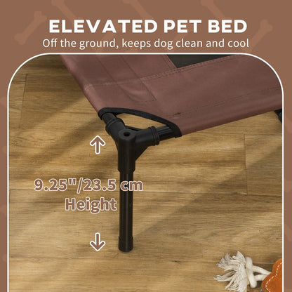 Pawhut 122Cm Elevated Dog Bed Cooling Raised Pet Cot UV Protection Canopy Brown