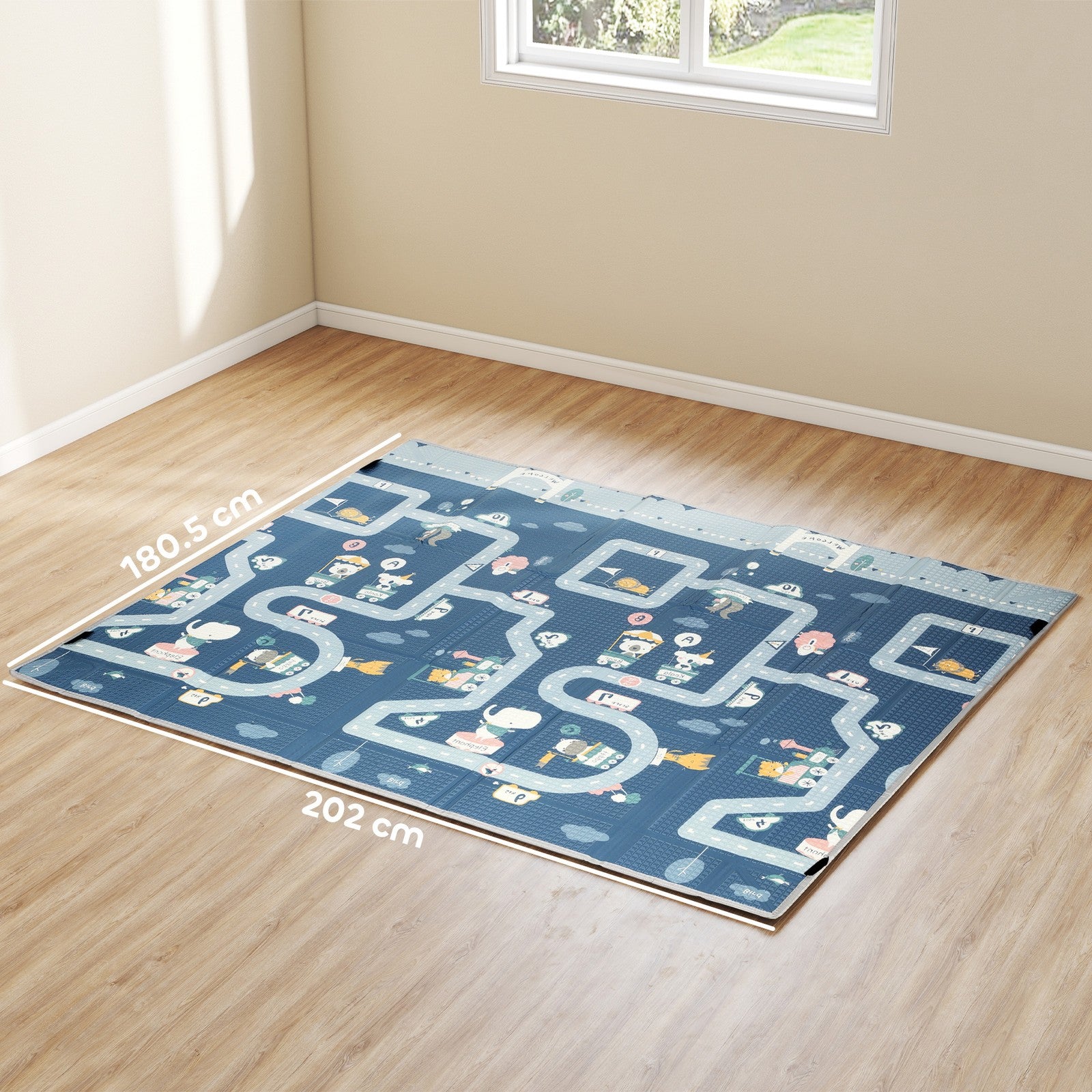 Foldable Baby Play Mat, Baby Playpen, Traffic & Grey Diamond Theme