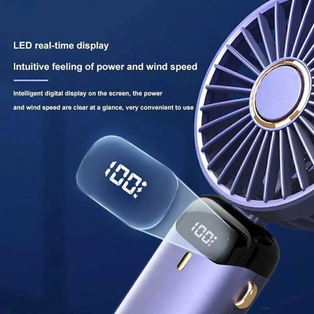 Portable Hand-Held Fan Mini Folding Desk Fan Cooler Cooling USB Rechargeable UK