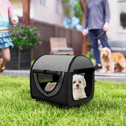 46Cm Foldable Pet Carrier Bag, Soft Side Fabric Dog Crate W/ Ground Stakes
