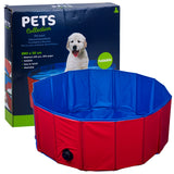 Foldable Dog Pool & Pet Bath Tub | Waterproof PVC Dog Paddling Pool with Drain Plug for Bathing, Swimming & Summer Cooling