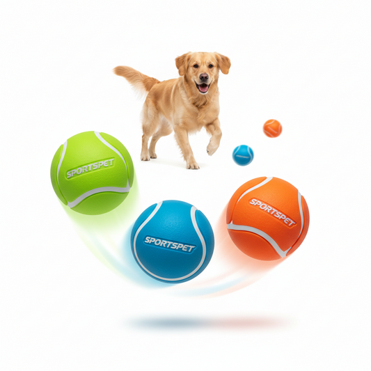 Durable Natural Rubber Dog Balls | Tough Bounce Interactive Fetch Toy for Small, Medium & Large Dogs (SPORTSPET Style Pet Toy)